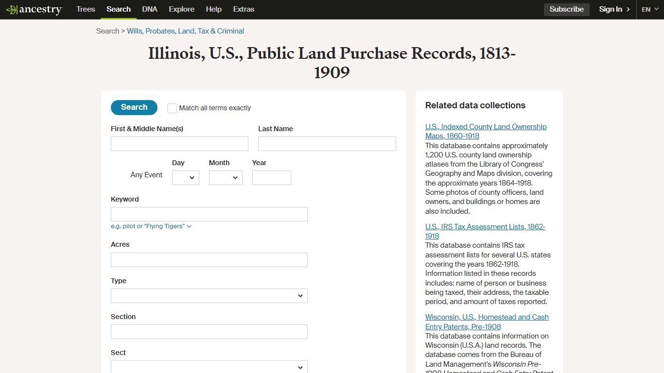 Illinois, U.S., Public Land Purchase Records, 1813-1909